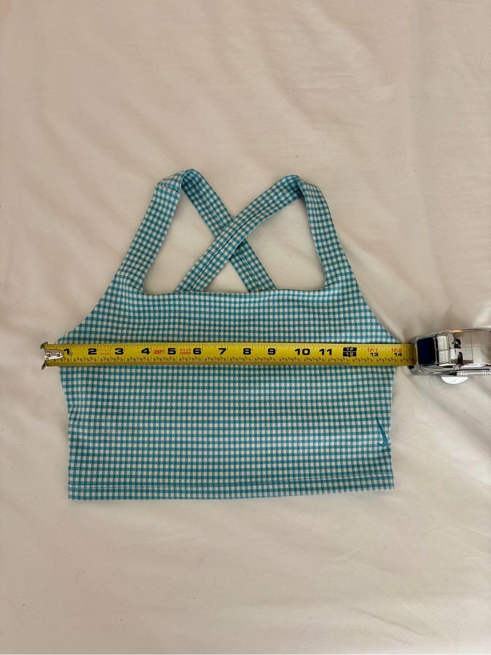 Nike Light Blue and White Gingham Dri-FIT Top - Picture 4 of 4